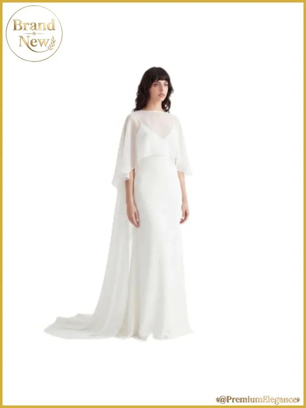 Chiffon Shawl Wrap Cape Asymmetric Front Short Back Long Bridal Cover Up